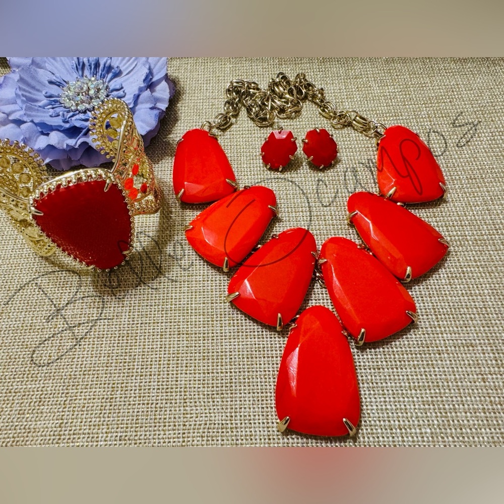 ❌SOLD❌ Kendra Scott RED Harlow/Morgan/Abena Set
